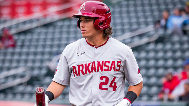 Razorbacks Peyton Holt coming to plate against Missouri State on 2-for-4 night at plate.